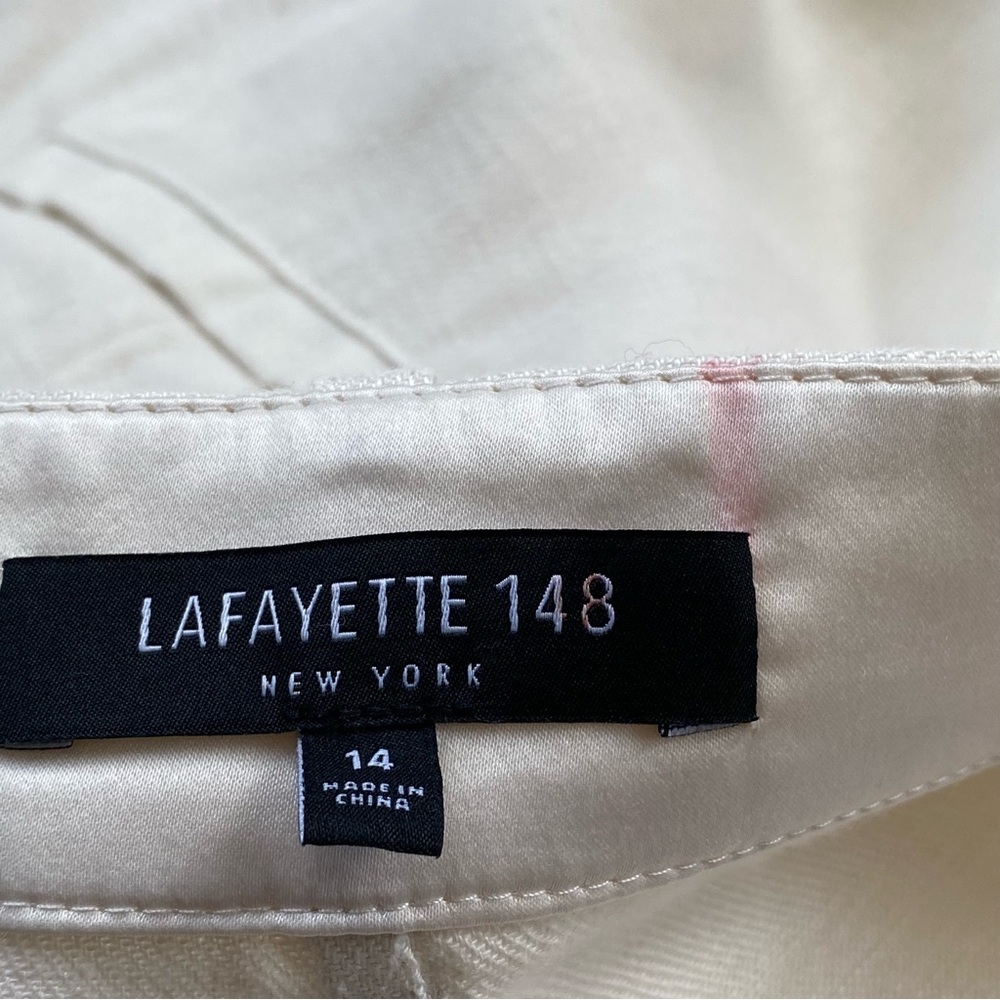 Lafayette 148 New York Rosabella Ivory Linen Pleated Flare Skirt With Pockets - Picture 10 of 11